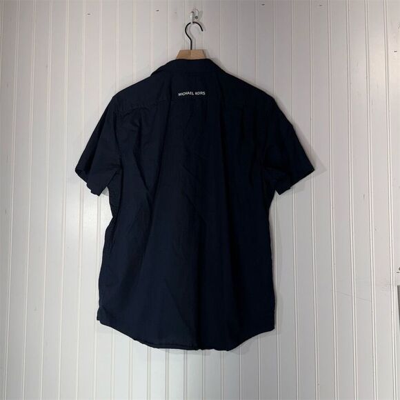 Michael Kors Men's Blue Short Sleeve Button-Down Shirt Logo L Old Money Designer - Picture 3 of 8
